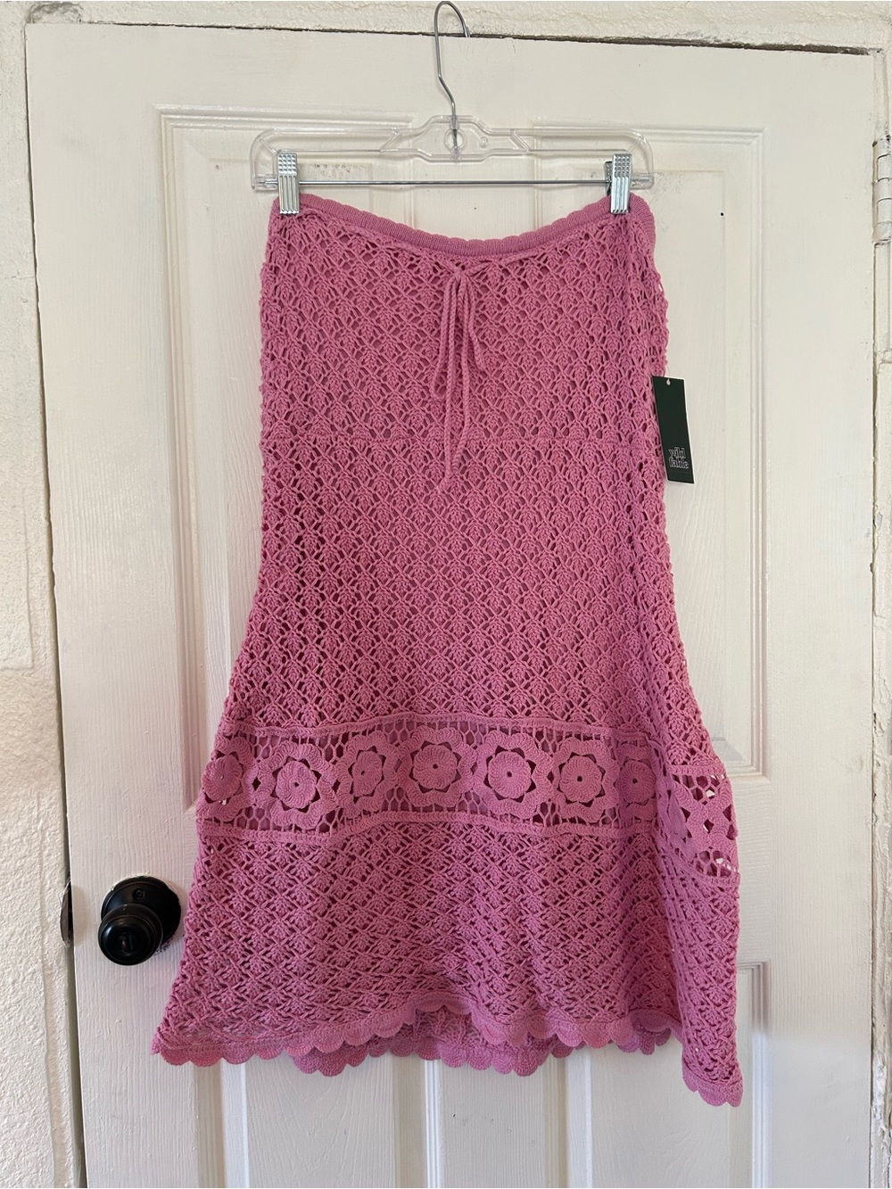 Women's Strapless Mini A-Line Sweater knit Dress - Wild Fable Rose Pink XXL